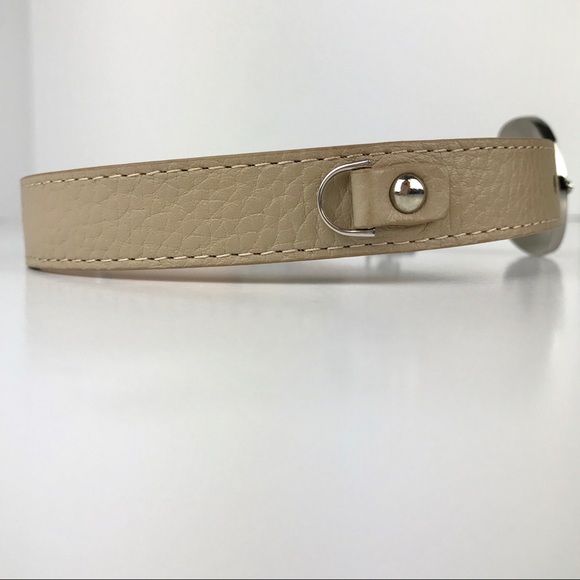 MOSHIQA Beige Leather Silver Chain Dog Collar M Frenchie Luxury Designer Pet Y2K - Picture 11 of 16